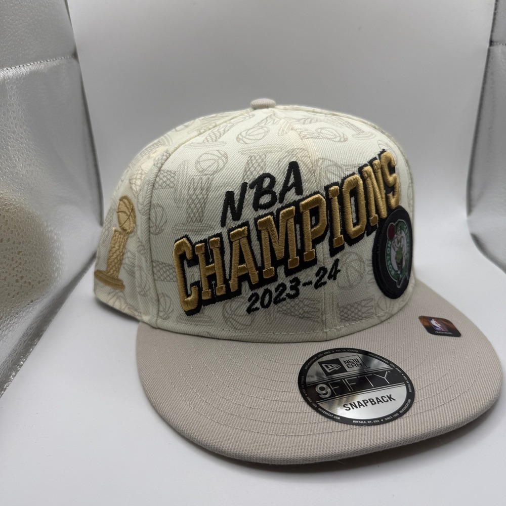 New Era Boston Celtics 2023-24 NBA Champions 9FIFTY Snapback Hat Cream Gold